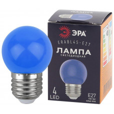Лампа светодиодная ERABL45-E27 P45 1Вт шар син. E27 4SMD для бел