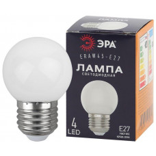 Лампа светодиодная ERAW45-E27 P45 1Вт шар бел. E27 4SMD для белт