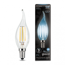 Лампа светодиодная филаментная Filament 5Вт свеча на ветру 4100К