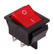 Выключатель клавишный 250В 20А (4с) ON-OFF красн. с подсветкой (