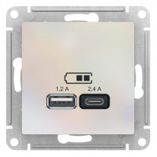 Розетка USB AtlasDesign тип A+C 5В/2.4А 2х5В/1.2А механизм жемчу
