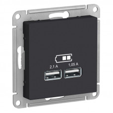 Розетка USB AtlasDesign тип A+A 5В 1х2.1А 2х1.05А механизм карбо