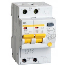 Выключатель автоматический дифференциального тока 2п C 32А 100мА тип AC 4.5кА АД-12 IEK MAD10-2-032-C-100