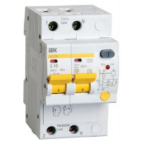 Выключатель автоматический дифференциального тока 2п C 10А 30мА тип A 4.5кА АД-12М IEK MAD12-2-010-C-030