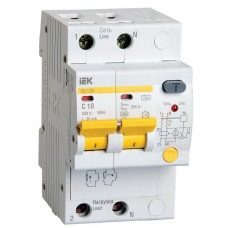 Выключатель автоматический дифференциального тока 2п C 10А 30мА тип A 4.5кА АД-12М IEK MAD12-2-010-C-030