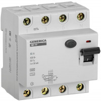 Выключатель дифференциального тока (УЗО) 4п 63А 30мА тип AC ВД1-63 GENERICA IEK MDV15-4-063-030