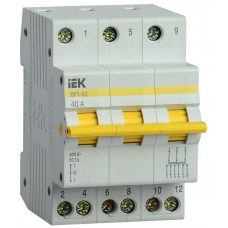 Выключатель-разъединитель трехпозиционный 3п ВРТ-63 40А IEK MPR1