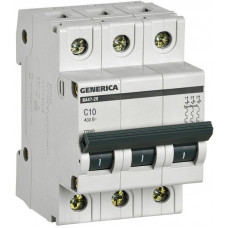 Выключатель автоматический модульный 3п C 10А 4.5кА ВА47-29 GENERICA IEK MVA25-3-010-C